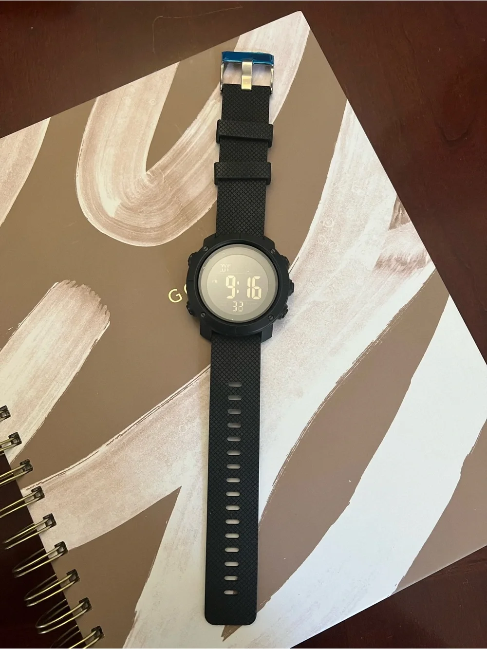 SNE Black Digital Sport Smartwatch with Green Display